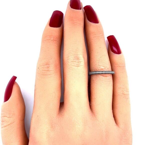 Pandora Thin Band Beaded Ring - Picture 6 of 7